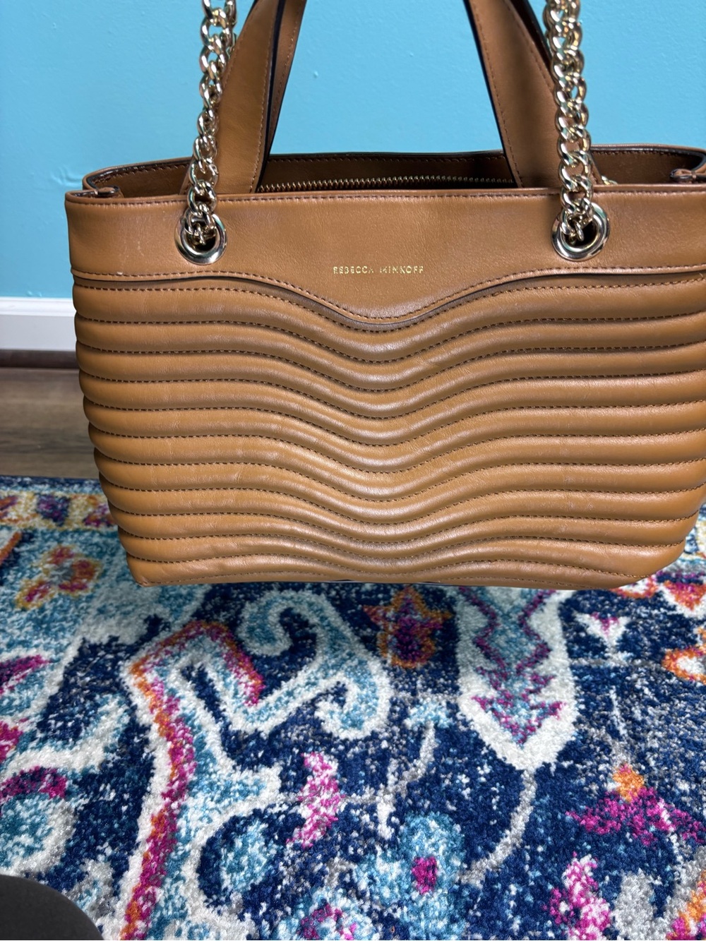 Rebecca Minkoff Caramel Quilted Leather Tote with Chain Handles